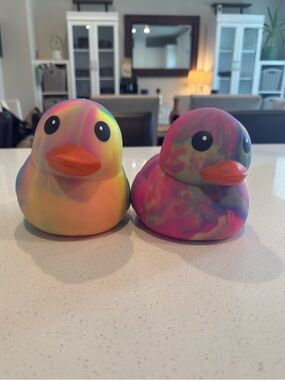 Toymendous Laffy Quacks Jumbo Tie Dye Swirl Squishy Duck Set of 2 NWT